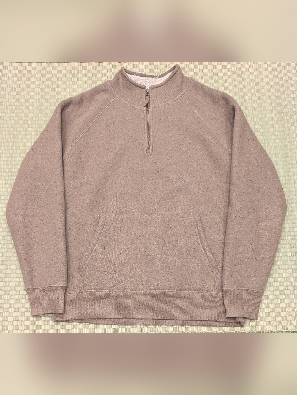 Flint and Tinder Sherpa Lined Quarter Zip Sweatshirt Toffee Men's Size Medium